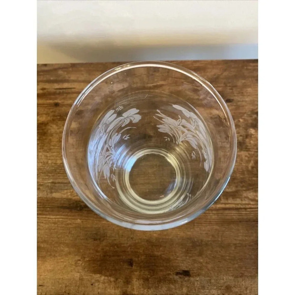 Pasabahce Made In Turkey Art Glass Clear Etched White Floral Vase 8”H 3.75”D - Picture 5 of 7